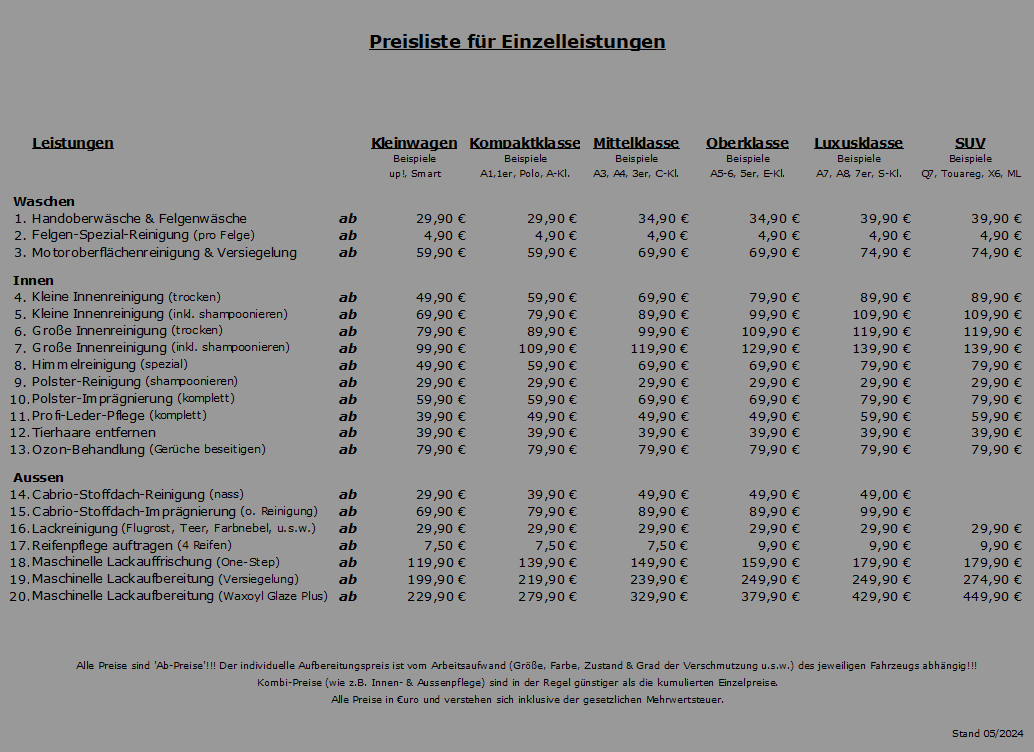 Preisliste